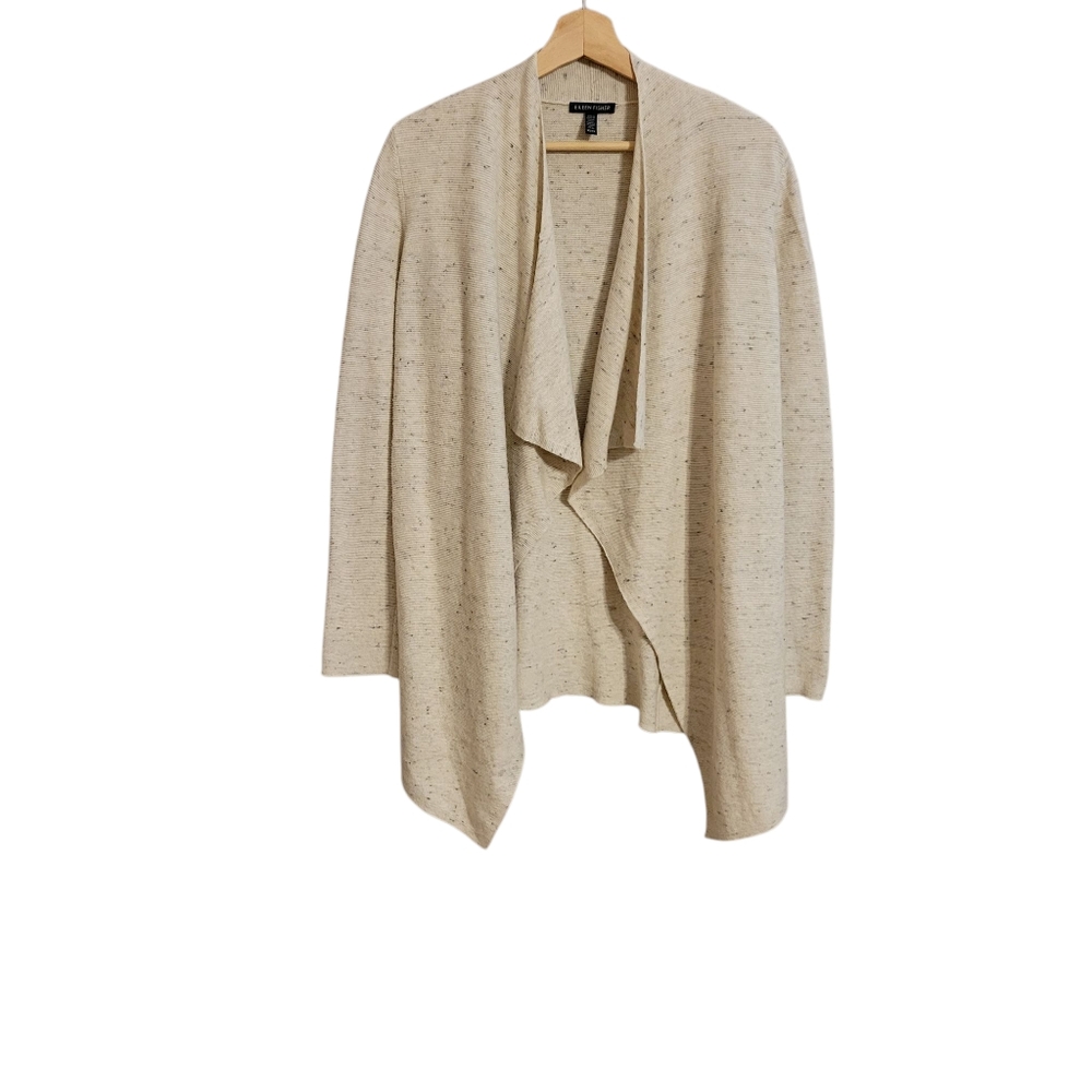 Eileen Fisher Beige Speckled Wool Blend Cardigan